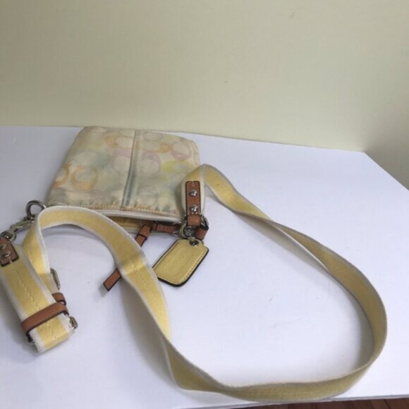 COACH Mini Signature SCRIBBLE CC Crossbody Bag Shoulder Lather Fabric Hobo Zip - Picture 8 of 13